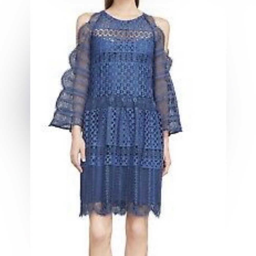 BCBGMaxAzria Navy Long Sleeve Lace Dress